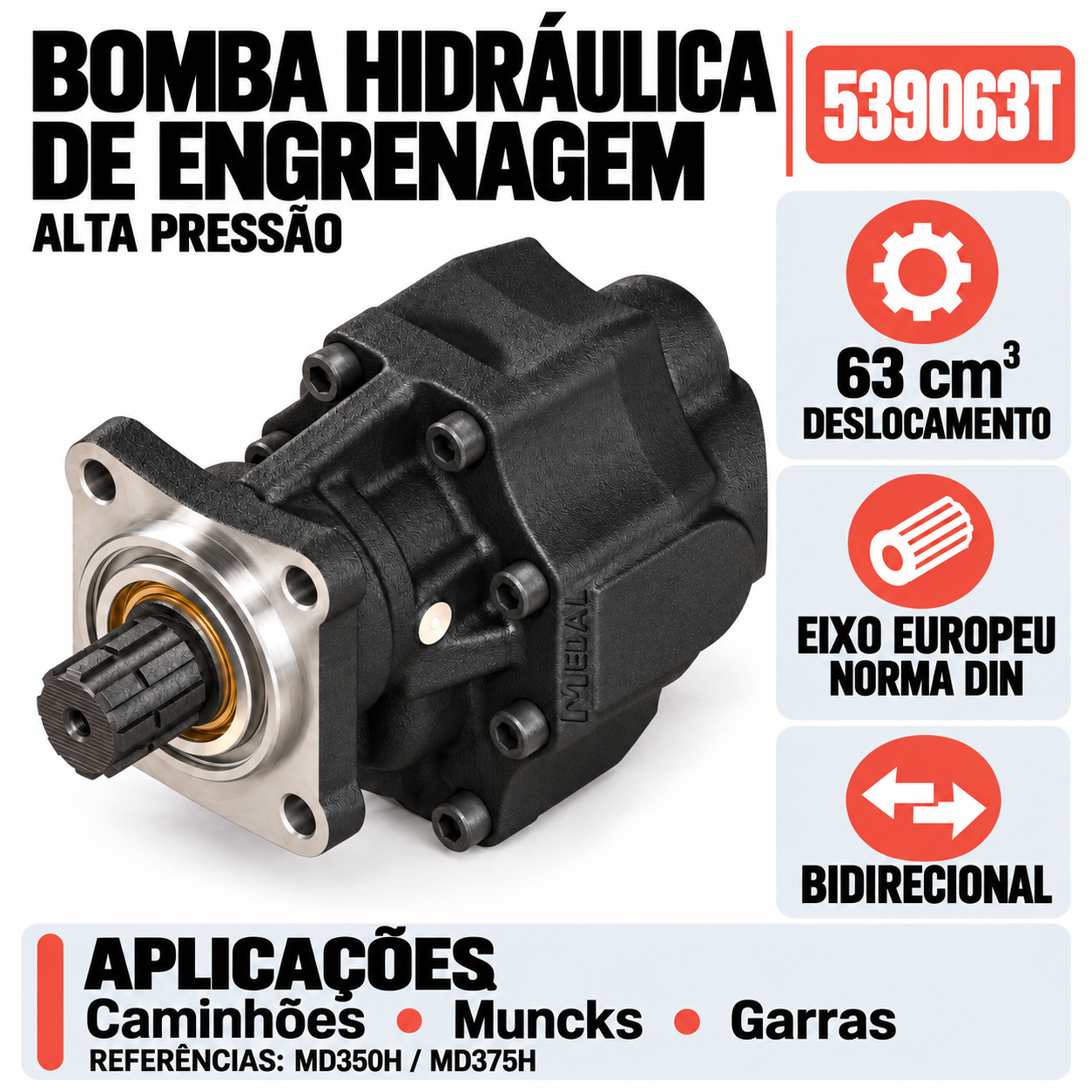 Bomba Hidráulica de Engrenagem 539063T - Imagem 3