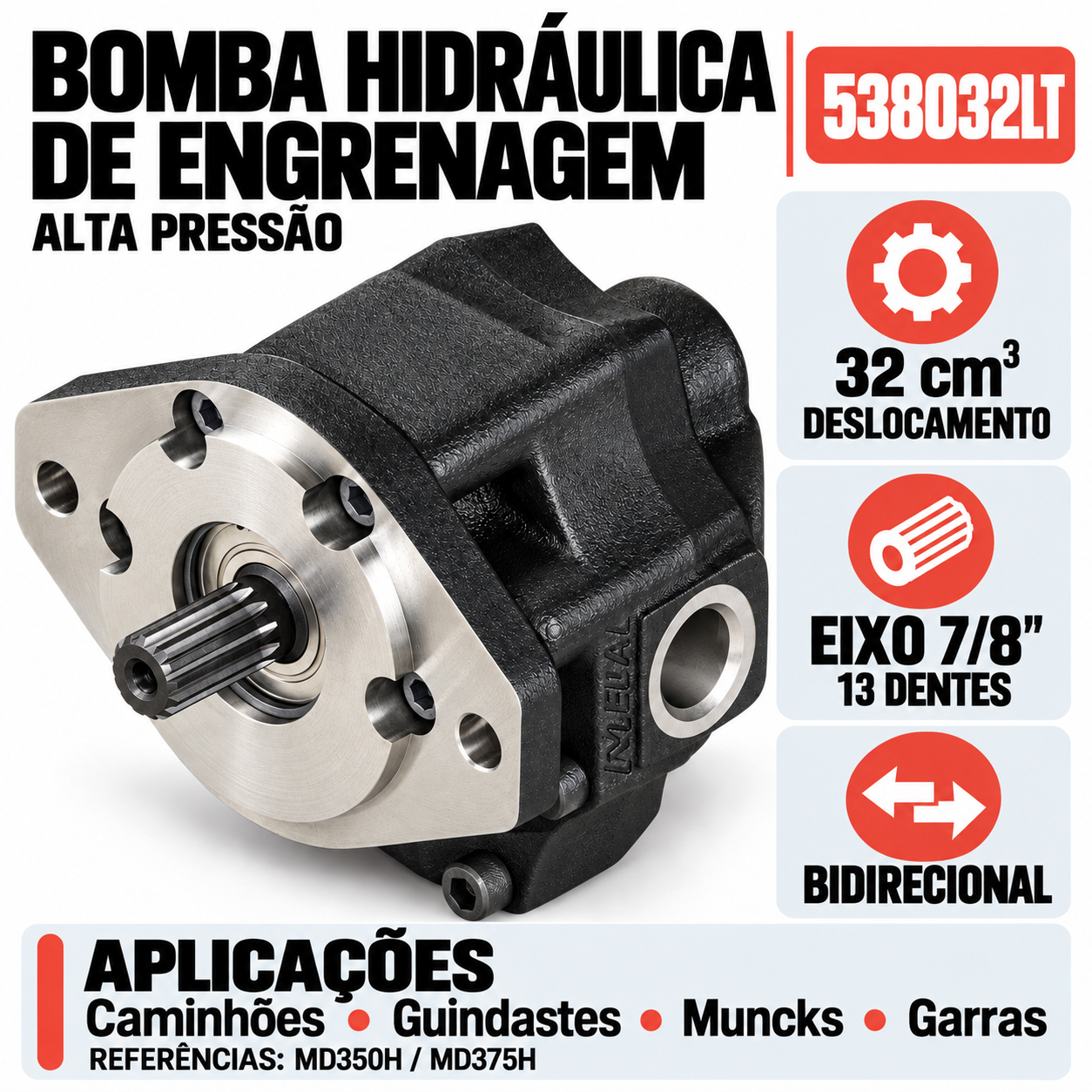 Bomba Hidráulica de Engrenagem 538032LT - Imagem 3